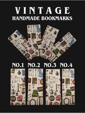 Vintage Handmade Decorative Bookmarks — Mixed Neutral & Pastel Print